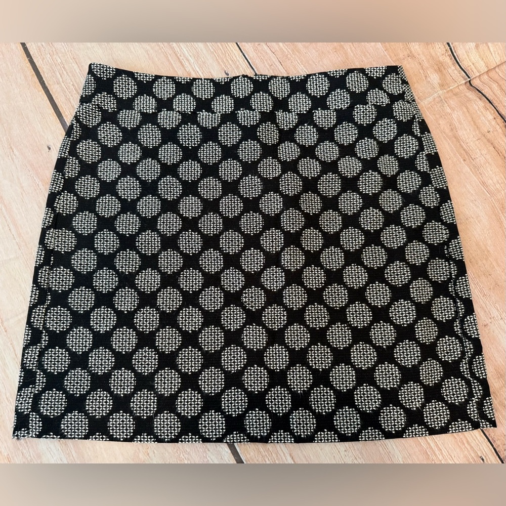 Ann Taylor Loft Womens Size 8 Jacquard Black With Embroidered Dots Skirt Office